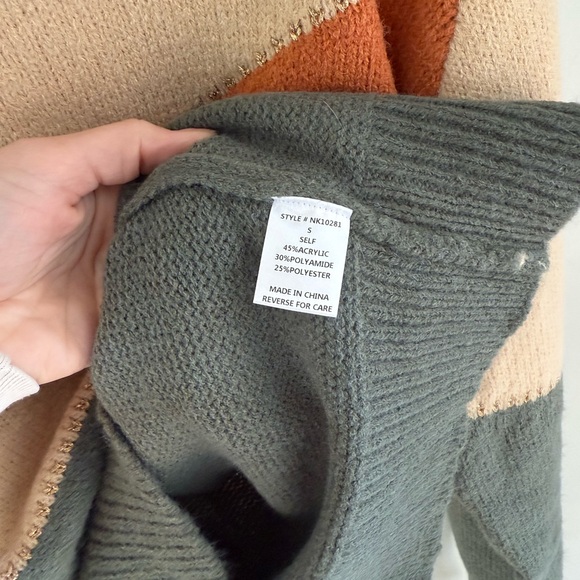 Baltic Born Rowen Color Block Sweater - Natural/Green/Rust - Size Small - NWT - Picture 12 of 12